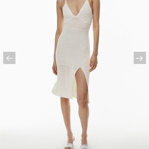 Elegant sexy knit Midi Dress in cream/grey hue